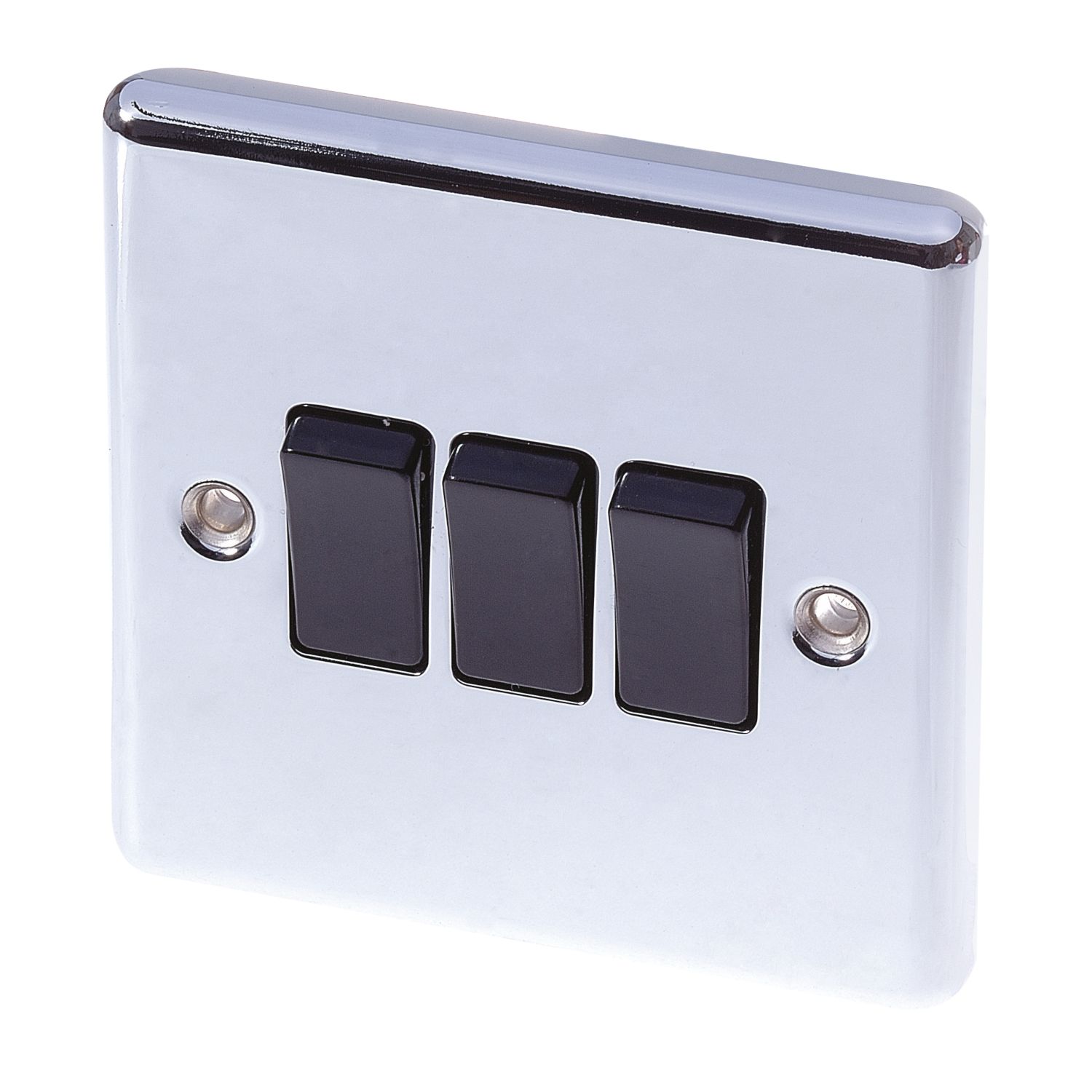 LAP 10AX 3-Gang 2-Way Light Switch Polished Chrome with Black Inserts (59194)