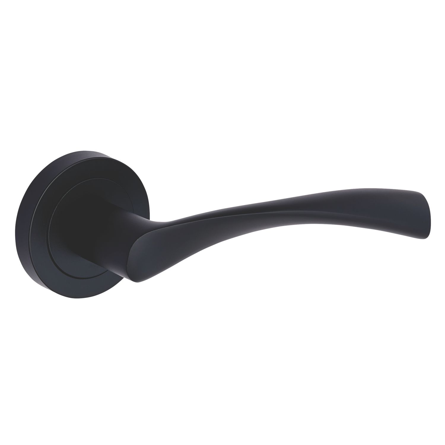 Smith & Locke Bude Fire Rated Lever on Rose Door Handles Pair Matt Black (591HY)