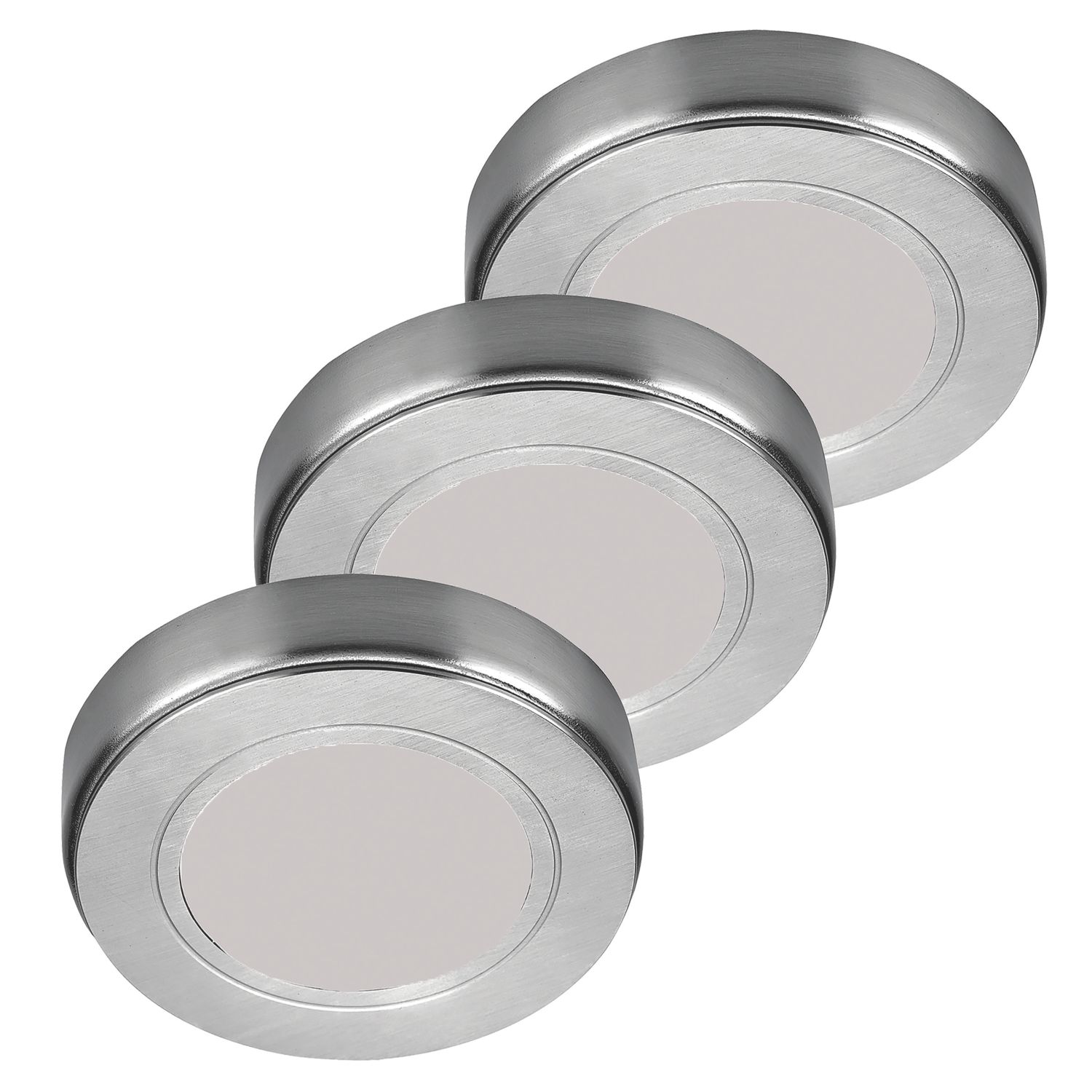 Sensio Hype R Pro Round LED Under Cabinet Lights Steel 6W 231 - 243lm 3 Pack (591PE)