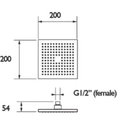 Bristan  Fixed Square Drench Shower Head Chrome 200mm