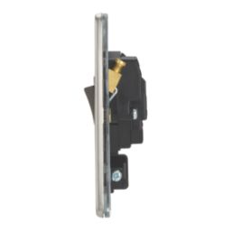 Contactum Lyric 20A 1-Gang DP Control Switch & Flex Outlet Brushed Steel  with Black Inserts