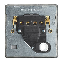 Contactum Lyric 20A 1-Gang DP Control Switch & Flex Outlet Brushed Steel  with Black Inserts