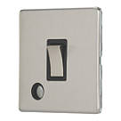 Contactum Lyric 20A 1-Gang DP Control Switch & Flex Outlet Brushed Steel  with Black Inserts