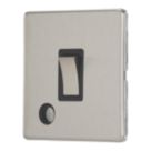 Contactum Lyric 20A 1-Gang DP Control Switch & Flex Outlet Brushed Steel  with Black Inserts