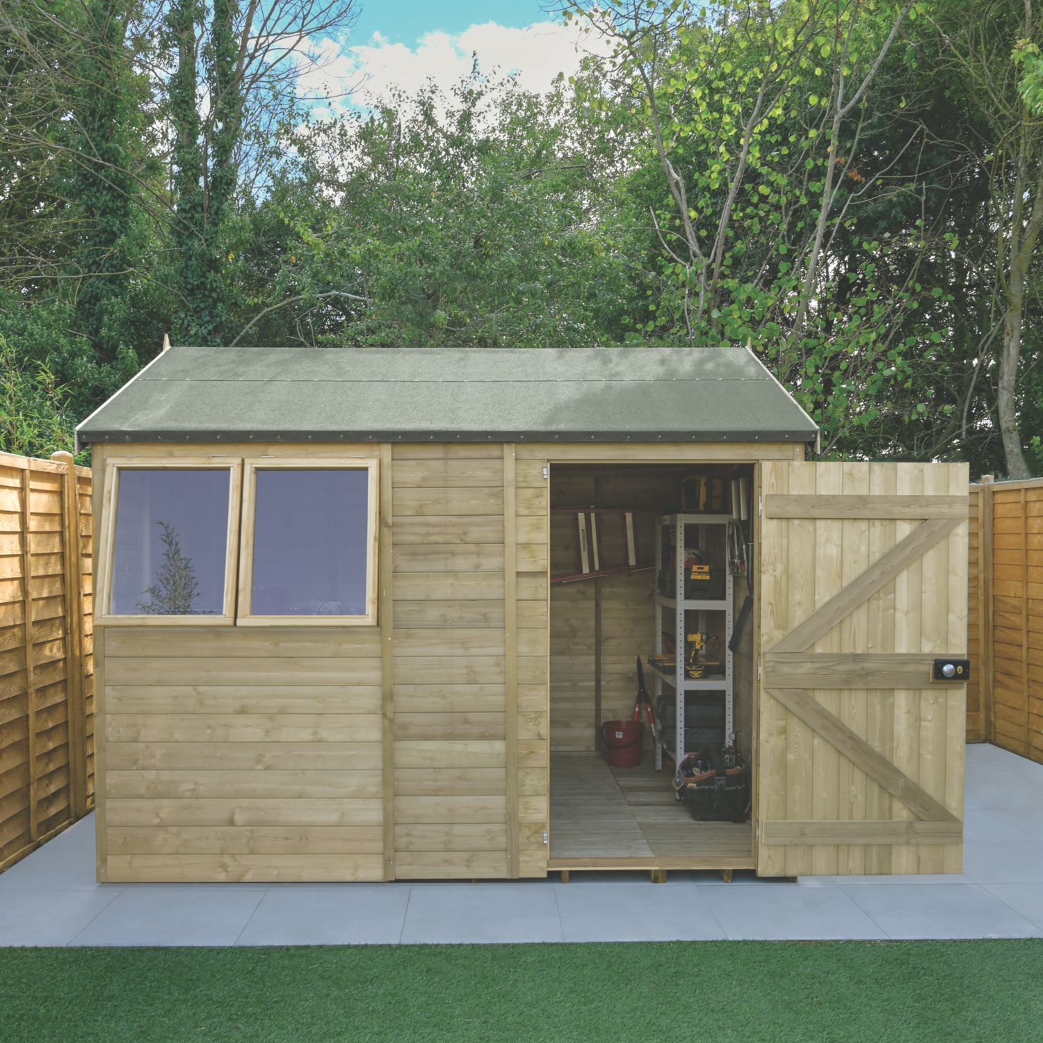 Forest Timberdale 10' x 6' 6" (Nominal) Reverse Apex Tongue & Groove Timber Shed with Assembly (591TF)