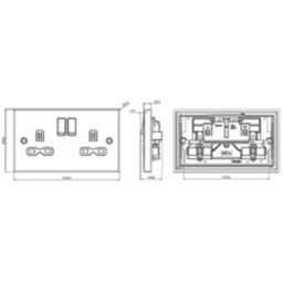 Knightsbridge  13A 2-Gang DP Switched Double Socket Antique Brass  with Black Inserts