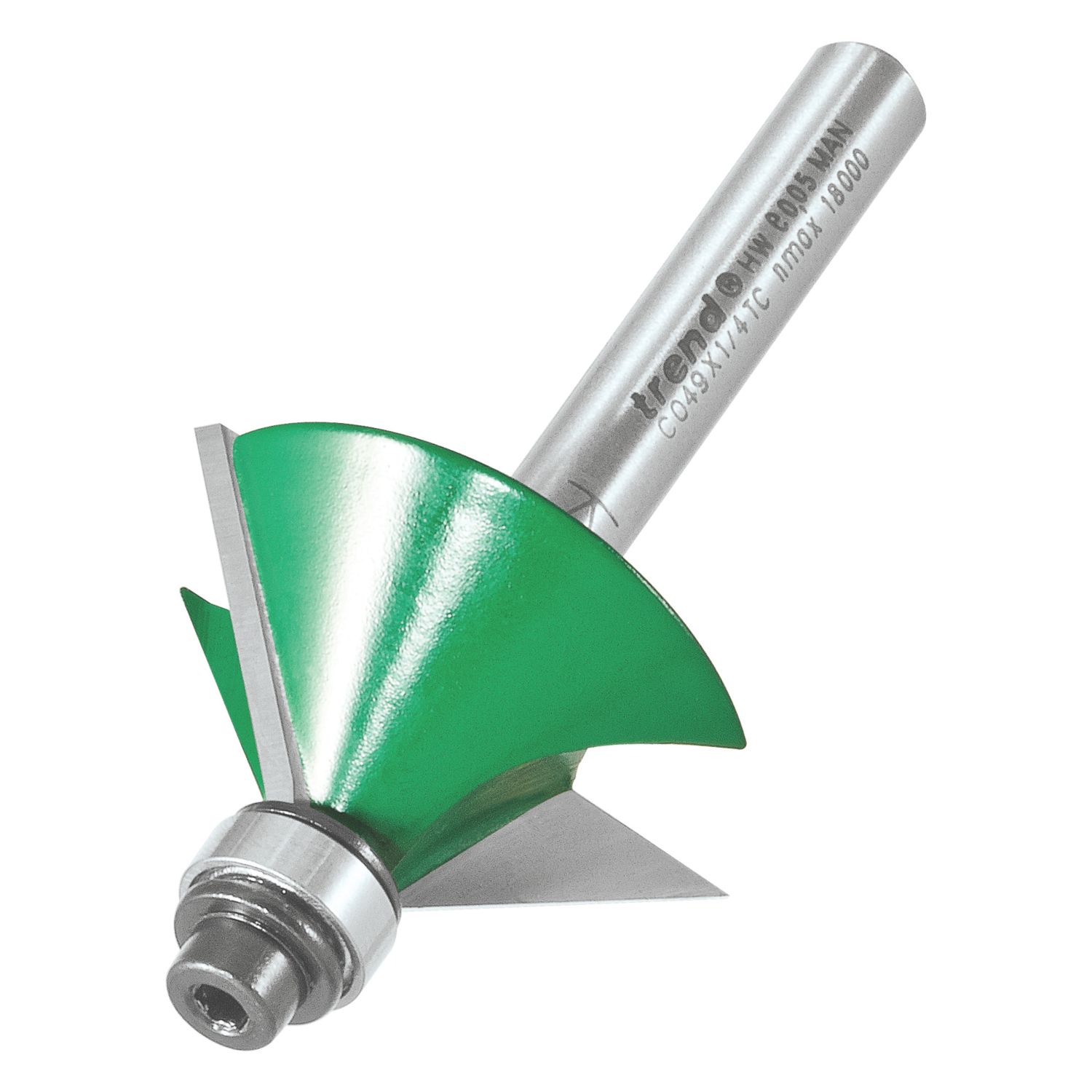 Trend C049X1/4TC 1/4" 45° Chamfer Bearing-Guided Router Cutter 32mm x 12.7mm (591XG)