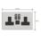 Varilight  13A 2-Gang 1P+N Switched Socket + 4A 20W 2-Outlet Type A & C USB Charger Paintable with Black Inserts