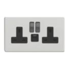 Varilight  13A 2-Gang 1P+N Switched Socket + 4A 20W 2-Outlet Type A & C USB Charger Paintable with Black Inserts
