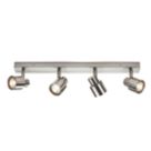 Knightsbridge  Bar 4-Light Quad GU10 Ceiling Spotlight Brushed Chrome