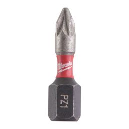 Milwaukee SHOCKWAVE 1/4" 25mm Hex Shank PZ1 Screwdriver Bits 10 Pack