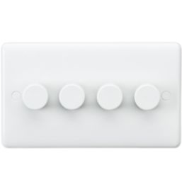 Knightsbridge Curved Edge 4-Gang 2-Way LED Leading Edge Dimmer  White