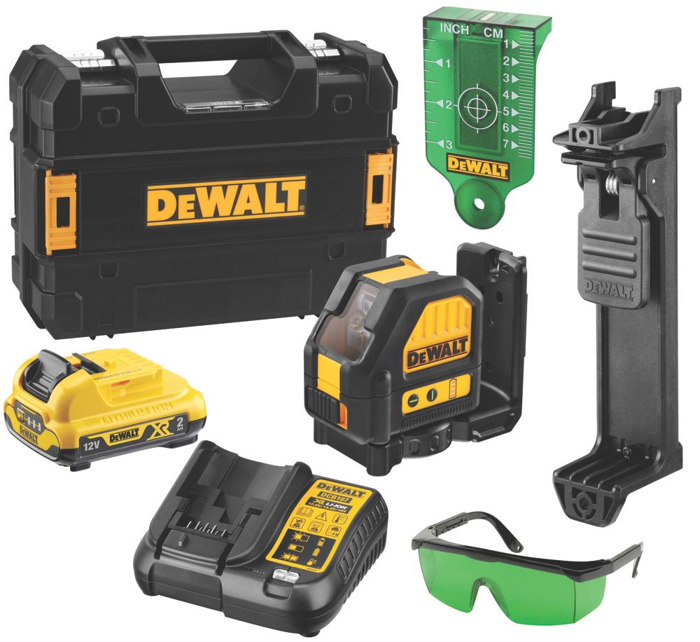 DeWalt DW088CG-XJ Green Self-Levelling Cross-Line Laser Level - Screwfix