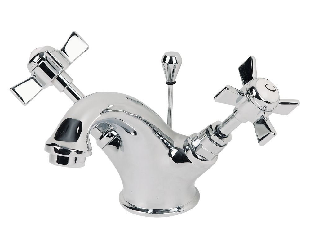 Swirl Edwardian Bathroom Basin Mono Mixer Tap with Pop Up Waste Chrome