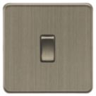 Knightsbridge Screwless 20A 1-Gang DP Control Switch Antique Brass