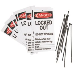 Essentials 'Danger Locked Out' Safety Maintenance Tags 10 Pack