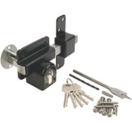 GateMate Black Double Locking Euro Long Throw Lock 85mm