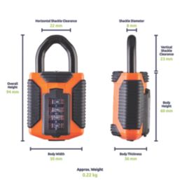 Squire CP50 ATLO Weatherproof  Combination  Padlock Orange 50mm