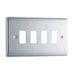 British General Nexus Metal Grid 4-Module Grid Faceplate Polished Chrome