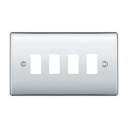 British General Nexus Metal Grid 4-Module Grid Faceplate Polished Chrome