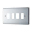 British General Nexus Metal Grid 4-Module Grid Faceplate Polished Chrome