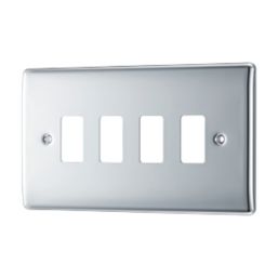 British General Nexus Metal Grid 4-Module Grid Faceplate Polished Chrome