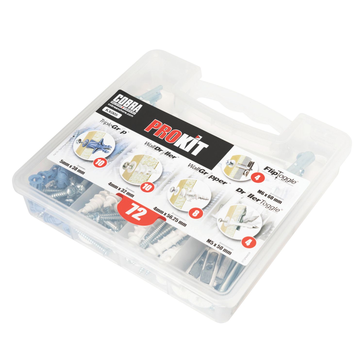Cobra ProKit Fixing Selection Kit 72 Piece Set (593RG)
