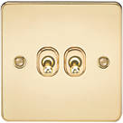 Knightsbridge FP2TOGPB 10AX 2-Gang 2-Way Light Switch  Polished Brass