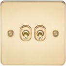 Knightsbridge  10AX 2-Gang 2-Way Light Switch  Polished Brass