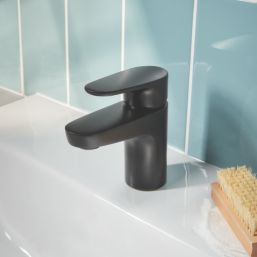 Swirl Caldew Black 121mm Standard Lever Mono Basin Mixer Tap  With Clicker Waste