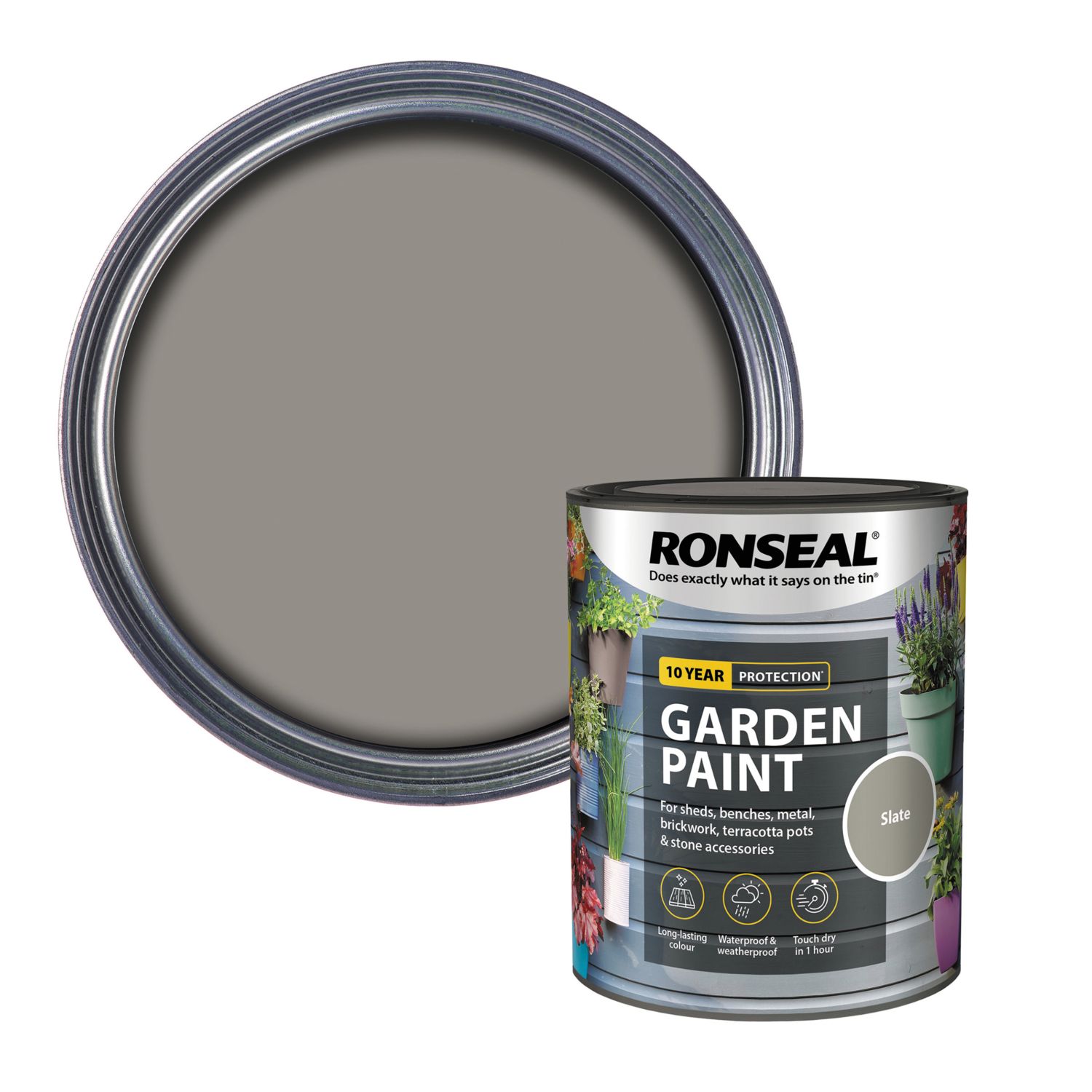 Ronseal 750ml Slate Matt Garden Paint (5944H)