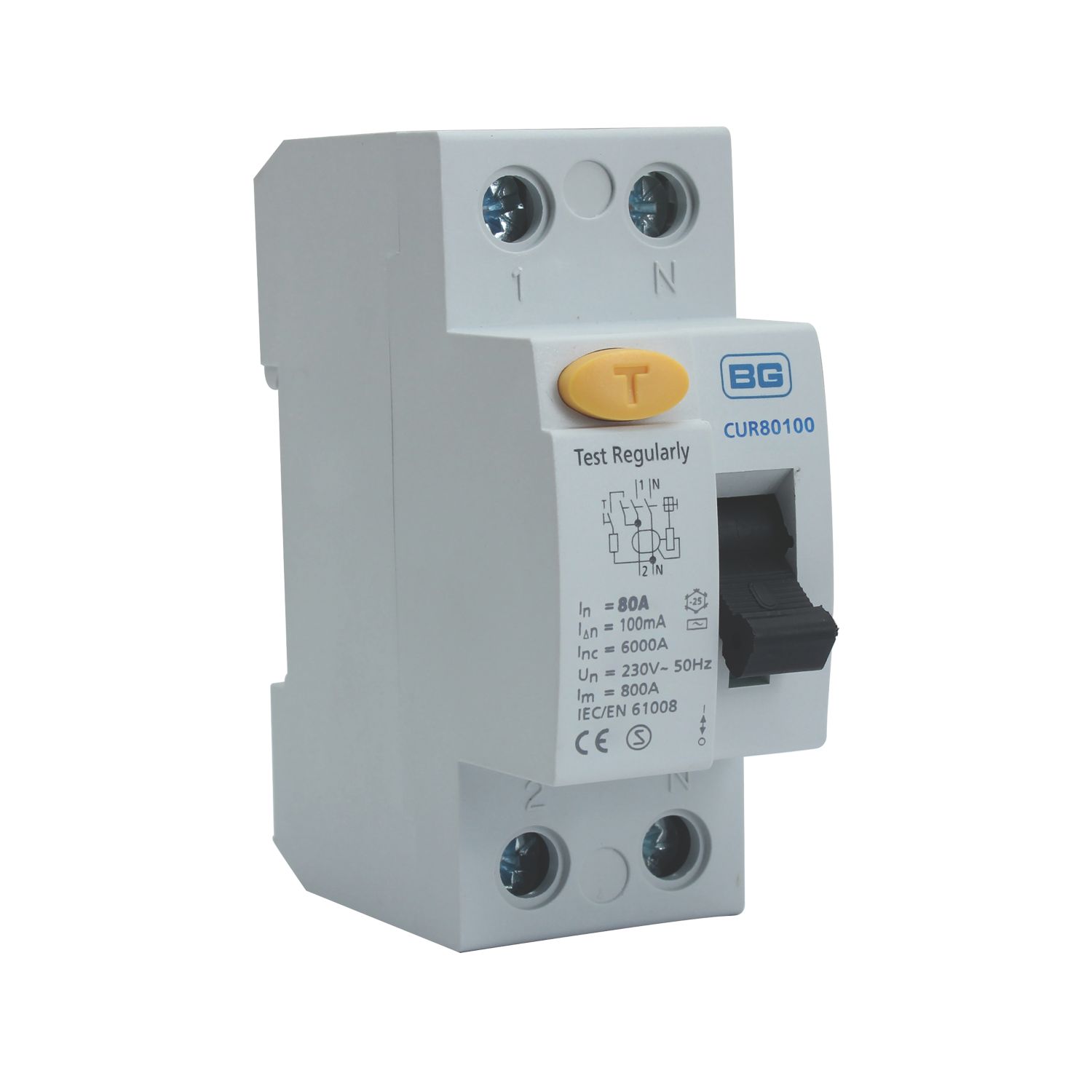 British General Fortress 80A 100mA DP AC Curve RCD (5948P)