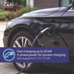 LAP 32A 22kW 3-Phase Mode 3 Type 2 Plug Electrical Vehicle Charging Cable 6m