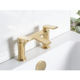 Bristan Frammento Brushed Brass 150mm Deck Mounted Lever 2 Tap Holes Bath Mixer Tap