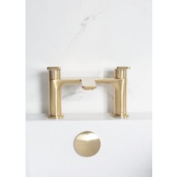 Bristan Frammento Brushed Brass 150mm Deck Mounted Lever 2 Tap Holes Bath Mixer Tap
