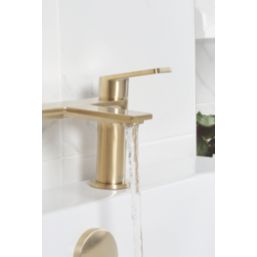 Bristan Frammento Brushed Brass 150mm Deck Mounted Lever 2 Tap Holes Bath Mixer Tap