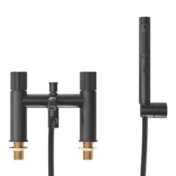 Swirl Gallen Matt Black 228mm Deck Mounted Dual Control Manual Shower Mixer Tap