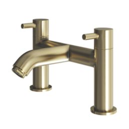 ETAL Bounce Brushed Brass 142mm Deck Mounted Lever 2 Tap Holes Bath Mixer Tap