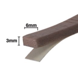 Stormguard Sureseal 3 Self-Adhesive Foam Draught Excluder Weatherstrips Brown 7.5m 2 Pack