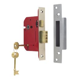 ERA Fire Rated  Satin Nickel BS 5-Lever Mortice Sashlock 76mm Case - 56mm Backset