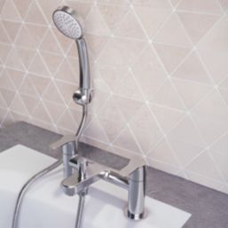 Aqualisa Central Chrome 123mm Deck Mounted Dual Control Manual Shower Mixer Tap