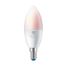 4lite  E14 Candle RGB & White LED Smart Light Bulb 4.9W 470lm 2 Pack