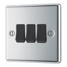 LAP  20A 16AX 3-Gang 2-Way Light Switch  Polished Chrome with Black Inserts