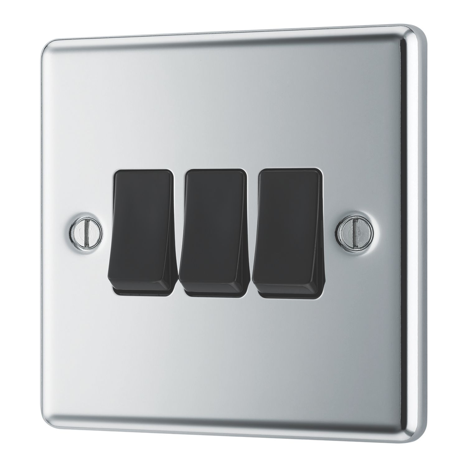 LAP 20A 16AX 3-Gang 2-Way Light Switch Polished Chrome with Black Inserts (595PN)
