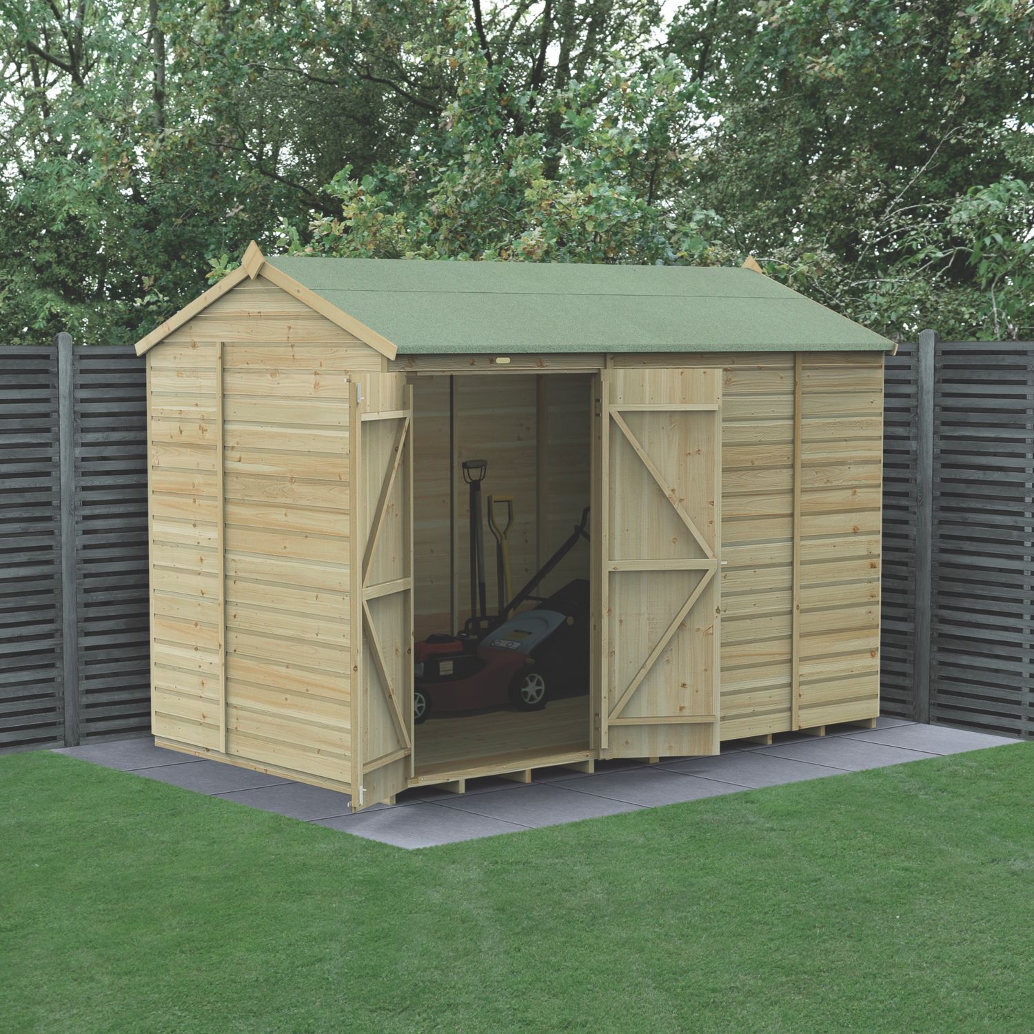 Forest Beckwood 9' 6" x 6' (Nominal) Reverse Apex Shiplap Timber Shed with Assembly (595RF)