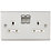 Knightsbridge  13A 2-Gang DP Switched Double Socket Brushed Chrome  with White Inserts