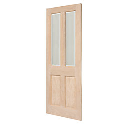 Victorian 2-Clear Light Unfinished Oak Wooden 2-Panel Internal Door 2040mm x 826mm