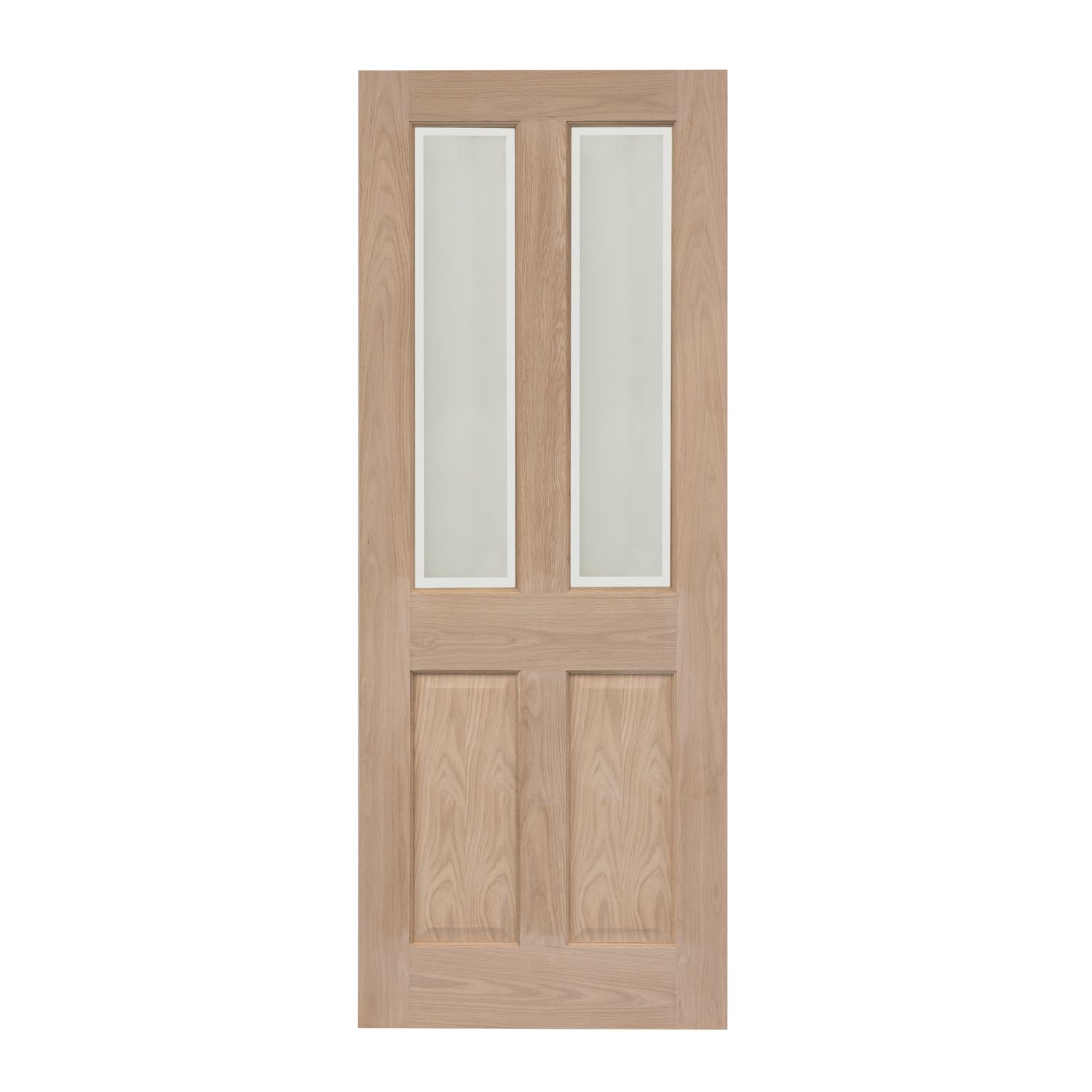 Victorian 2-Clear Light Unfinished Oak Wooden 2-Panel Internal Door 2040mm x 826mm (596FA)