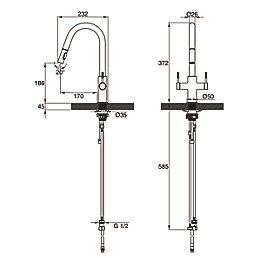 Clearwater Topaz TOP30MB Double Lever Tap with Twin Spray Pull-Out Matt Black