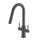 Clearwater Topaz TOP30MB Double Lever Tap with Twin Spray Pull-Out Matt Black